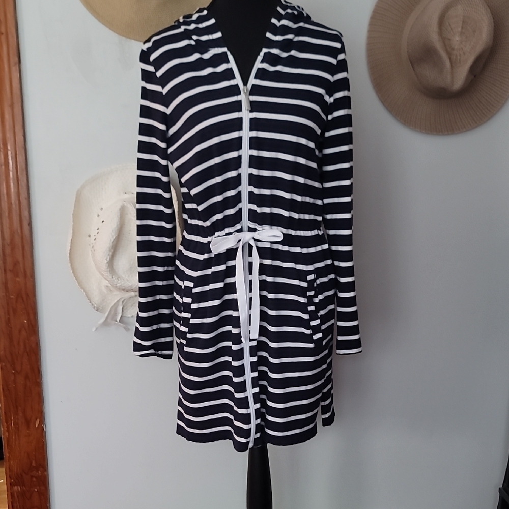 Apt. 9 Navy and White Striped  Jacket